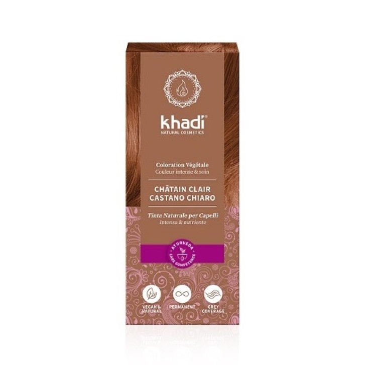 Tinta Naturale Capelli Castano Chiaro 100g - Khadi
