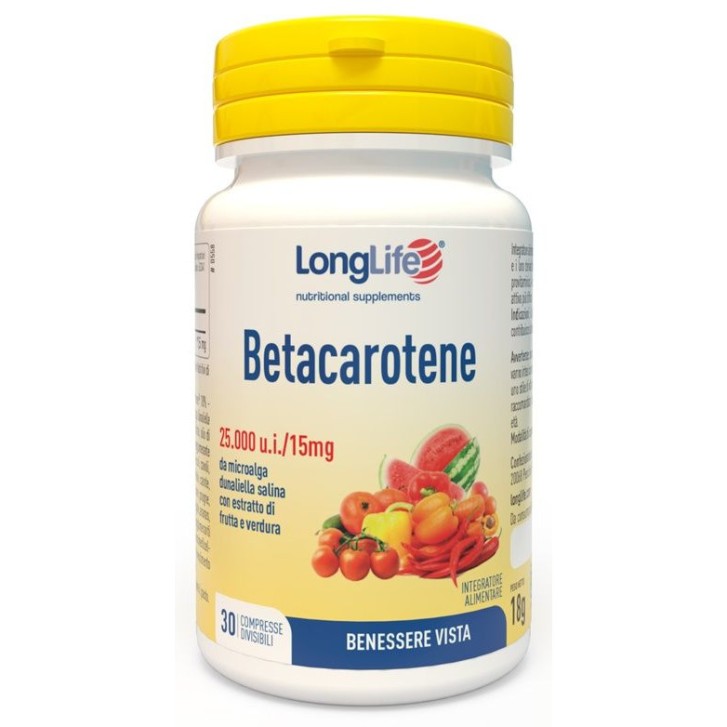 Betacarotene 25000 UI Integratore 30 Compresse - Longlife