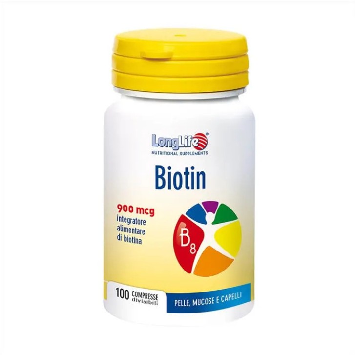 Biotina Longlife 900 Mcg Integratore per Pelle, Capelli e Mucose 100 Compresse - Longlife Biotina Longlife 900 Mcg Integratore per Pelle, Capelli e Mucose 100 Compresse - Longlife