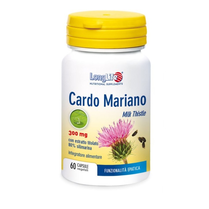 Cardo Mariano Longlife 300mg Integratore Funzione Epatica 60 Capsule - Longlife