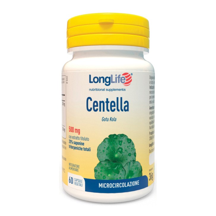 Centella 20% Integratore Supporto Microcircolo e Memoria 60 Capsule - Longlife Centella 20% Integratore Supporto Microcircolo e Memoria 60 Capsule - Longlife