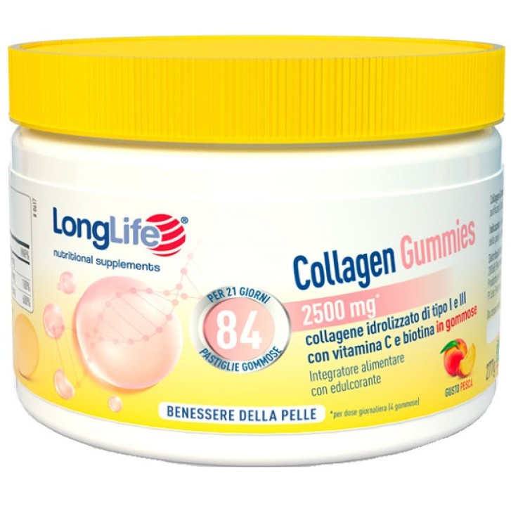 Collagen Gummies Integratore Alimentare Gusto Pesca 60 Gommose - LongLife