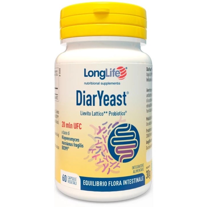 DiarYeast Integratore per Flora Intestinale 60 Capsule Vegetali - Longlife