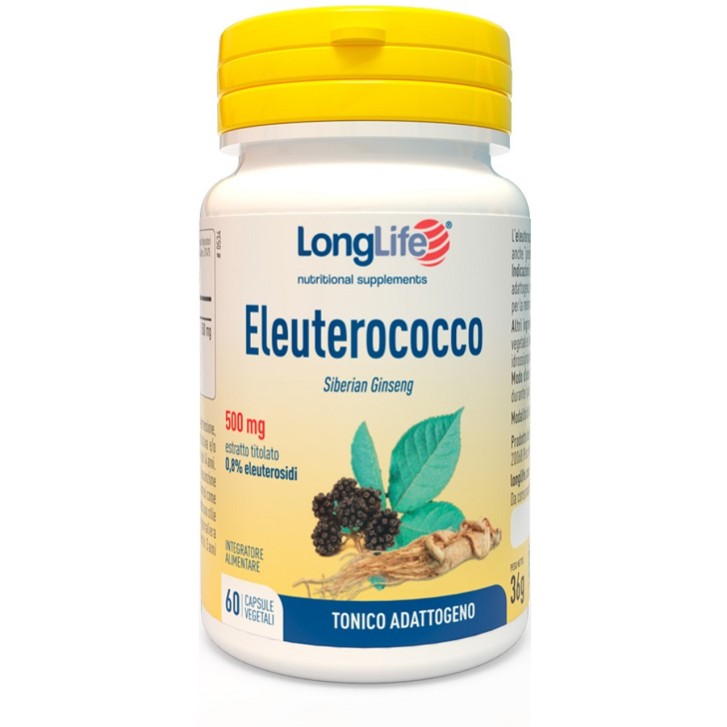 Eleuterococco 0,8% Integratore Tonico Adattogeno, 60 Capsule - LongLife Eleuterococco 0,8% Integratore Tonico Adattogeno, 60 Capsule - LongLife
