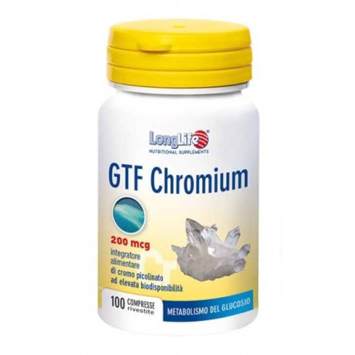 Longlife GTF Chromium 200 mcg Integratore Metabolismo Glucosio 100 Compresse - Longlife