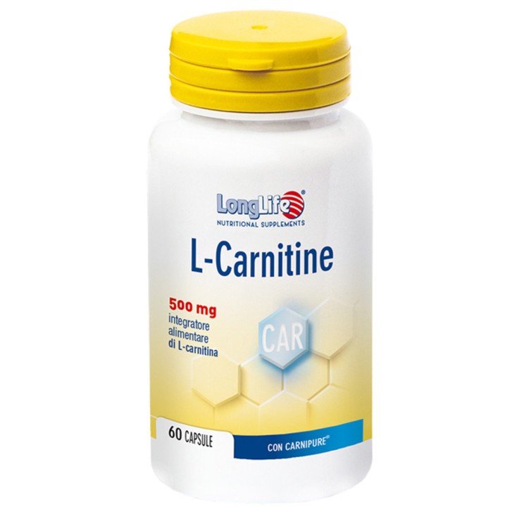 L-Carnitina 500 mg Integratore Energetico 60 Capsule - Longlife L-Carnitina 500 mg Integratore Energetico 60 Capsule - Longlife
