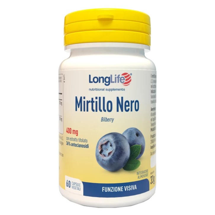 Mirtillo Nero Longlife Integratore Alimentare per Vista 60 Capsule Vegetali - Longlife
