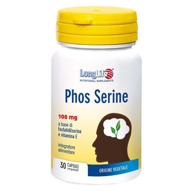 Longlife Phos Serine 30 Capsule Integratore Alimentare per Funzione Cognitiva - Longlife
