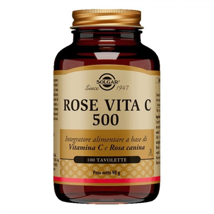 Rose Vita C 500 Integratore Vitamina C e Rosa Canina 100 Tavolette - Solgar