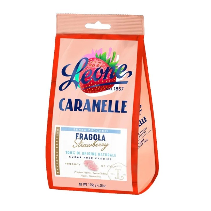 Pastiglie Leone Caramelle Senza Zucchero al Gusto di Fragola 125g - Leone
