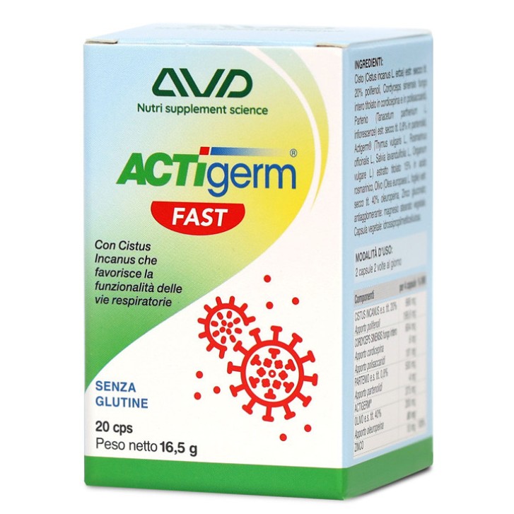 Actigerm Fast Integratore Alimentare per le Vie Respiratorie 20 Capsule - A.V.D. Reform Srl Actigerm Fast Integratore Alimentare per le Vie Respiratorie 20 Capsule - A.V.D. Reform Srl