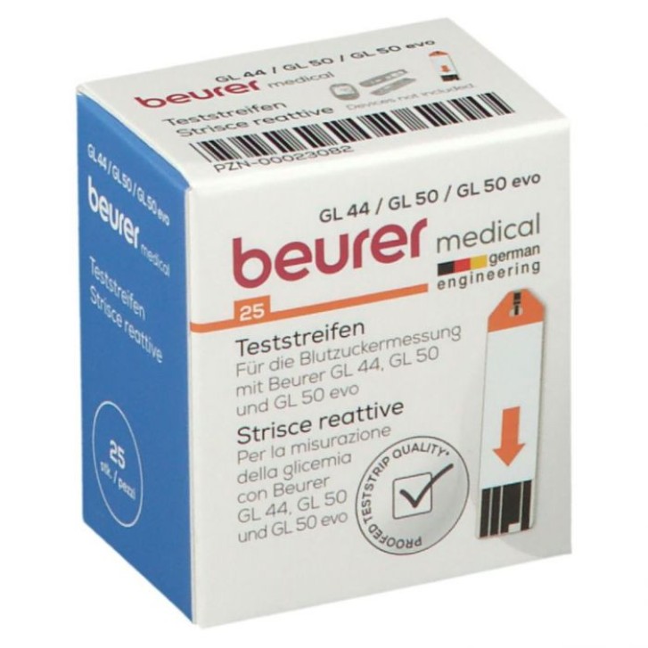 Strisce Glicemia Beurer GL44 GL50 GL50EVO 25 Pezzi - Beurer Strisce Glicemia Beurer GL44 GL50 GL50EVO 25 Pezzi - Beurer