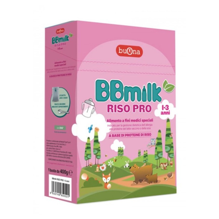 BBmilk Riso Pro 1-3 Anni Alimento Allergie Latte 400g - Buona