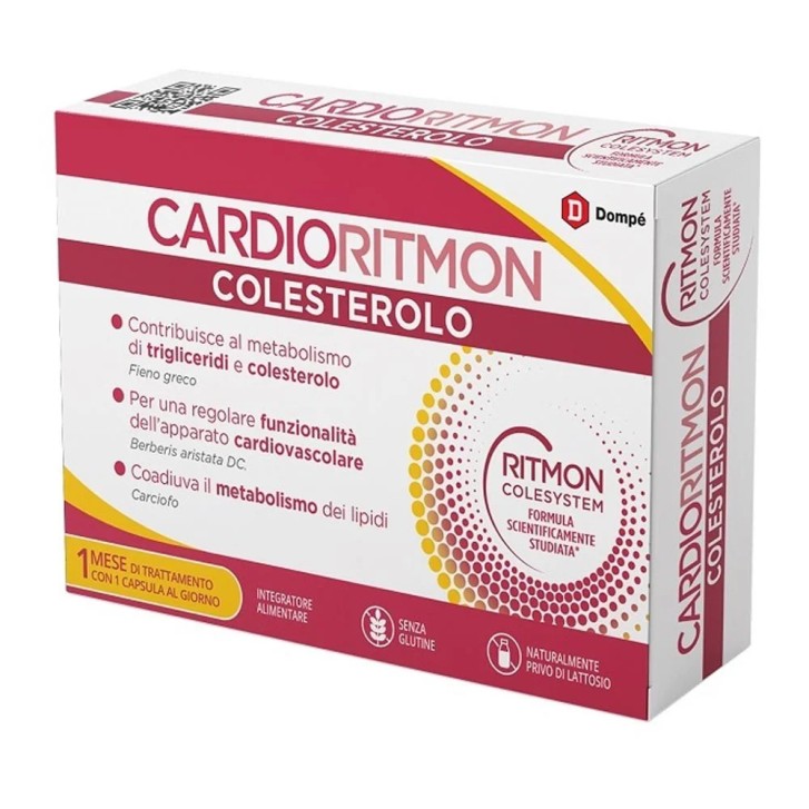 Cardioritmon Colesterolo Integratore per Metabolismo e Funzione Cardiovascolare 30 Capsule - Dompé Cardioritmon Colesterolo Integratore per Metabolismo e Funzione Cardiovascolare 30 Capsule - Dompé