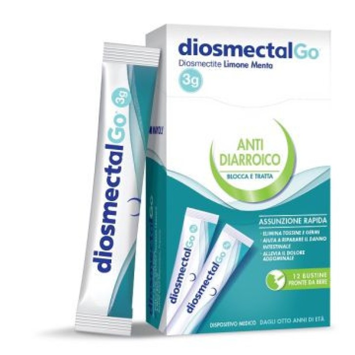 DiosmectalGo Limone Menta Trattamento Diarrea 12 Bustine - Montefarmaco DiosmectalGo Limone Menta Trattamento Diarrea 12 Bustine - Montefarmaco