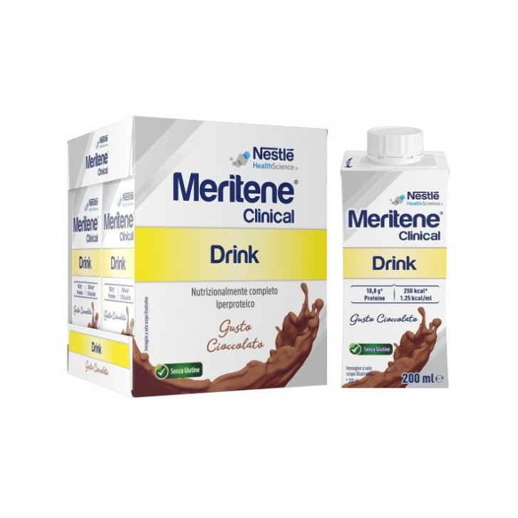 Nestlé Meritene Clinical Cioccolato Alimento Iperproteico 4 Bottiglie da 200 ml - Nestlé