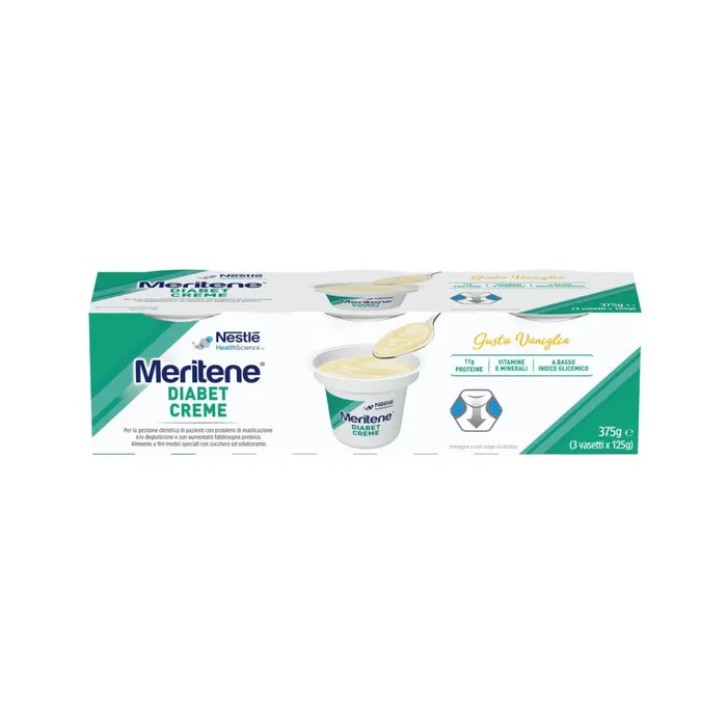 Meritene Crema Vaniglia per Diabetici 3x125g - Meritene