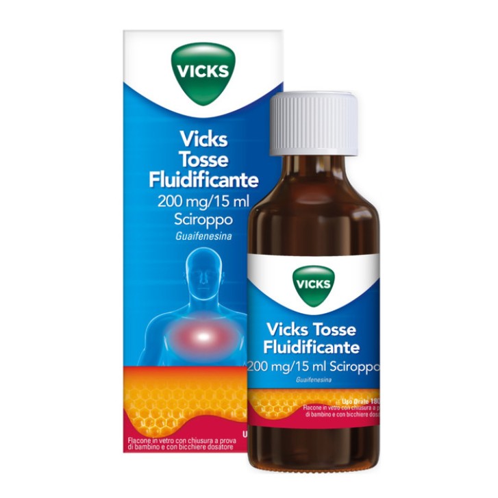 Vicks Tosse Fluidificante Sciroppo Fluidificante per Bronchi 180 ml - Vicks