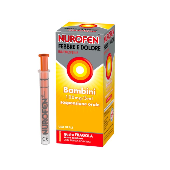 Nurofen Febbre e Dolore Bambini 100mg/5ml Sospensione Orale Gusto Fragola - Nurofen