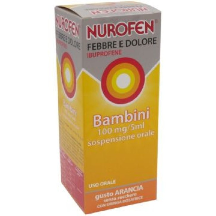 Nurofen Febbre e Dolore Bambini 100 mg/5 ml Sospensione Orale Arancia Senza Zucchero - Nurofen
