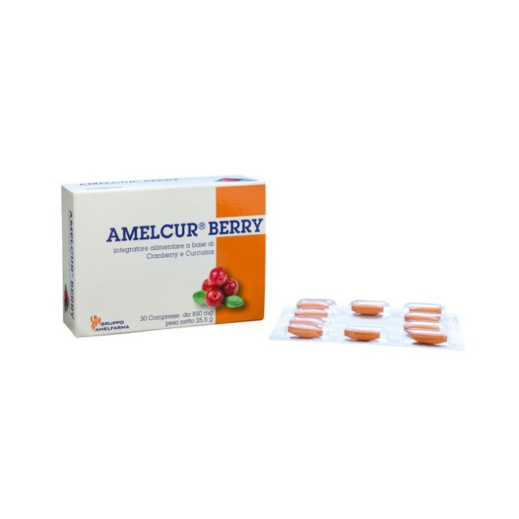Amelcur Berry Integratore Antiossidante Cranberry e Curcuma 30 Compresse - Gruppo Amelfarma