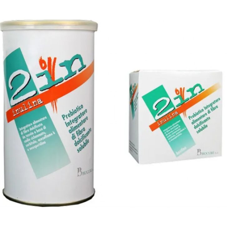 2IN Fibra + Dolcificante Integratore Prebiotico con Inulina e FOS 200g - Biocure