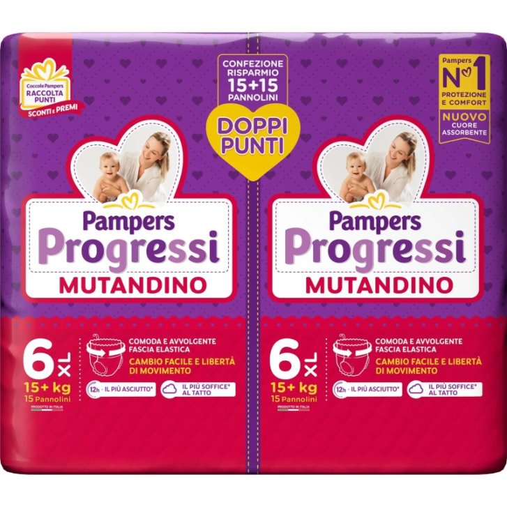 Pampers Progressi Mutandino XL Taglia 6 (15+ kg) 30 pezzi - Pampers