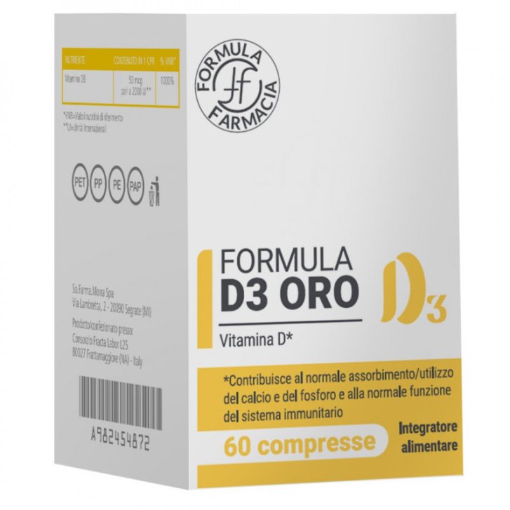 Formula D3 Oro Integratore Difese Immunitarie Aroma Arancia 60 Compresse - Formula Farmacia