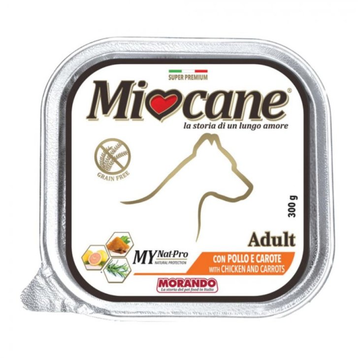 Miocane Adult Alimento Completo per Cani con Pollo e Carote 300g - Morando