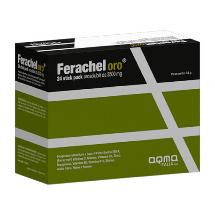 Ferachel Oro Integratore di ferro orosolubile, 24 stick - AQMA ITALIA Srl