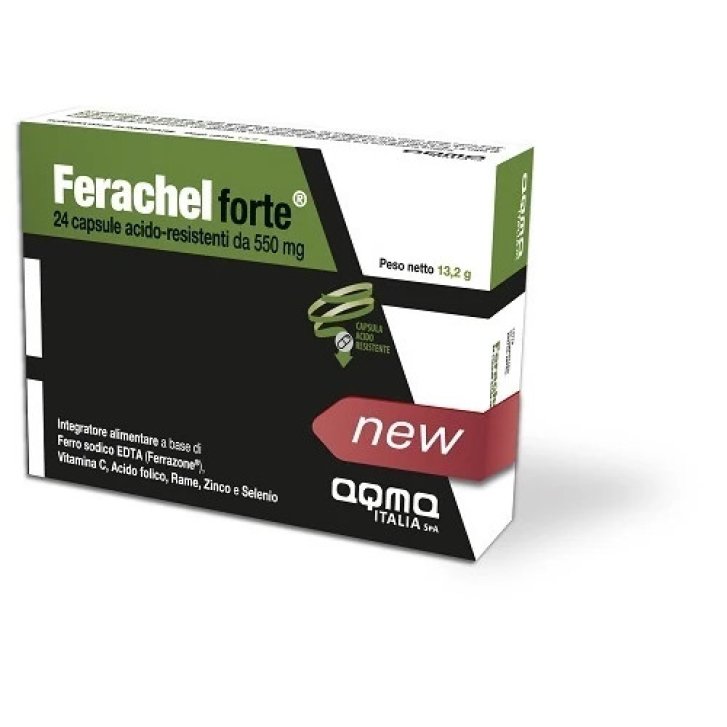 Ferachel Forte Integratore Alimentare Ferro, Vitamina C, Acido Folico 24 Capsule - Aqma Italia