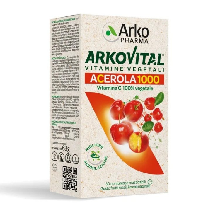 Arkovital Acerola 1000 Integratore Vitamina C Sistema Immunitario 30 Compresse - Arkofarm