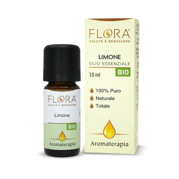 Limone Olio Essenziale Bio 100% Puro per Funzione Digestiva 10ml - Flora