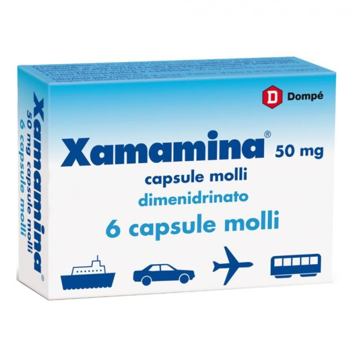 Xamamina Farmaco Antiemetico Mal di Viaggio 50mg 6 Capsule Molli - Xamamina