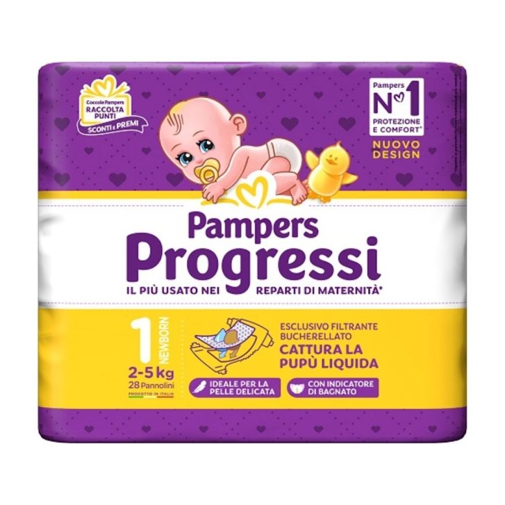 Progressi Pannolini Newborn Taglia 1 da 2 a 5kg Confezione 28 Pezzi - Pampers