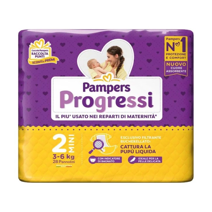Pannolini Progressi Taglia 2 Mini per Bambini 3-6 kg 28 Pezzi - Pampers