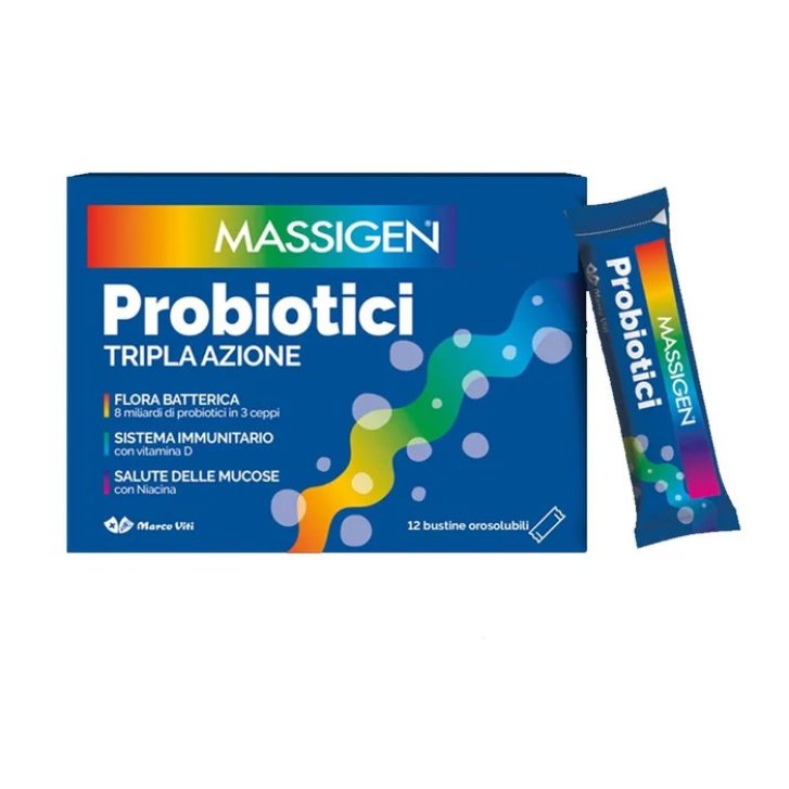 Massigen Probiotici Tripla Azione Integratore Fermenti Lattici 12 Stick - Massigen