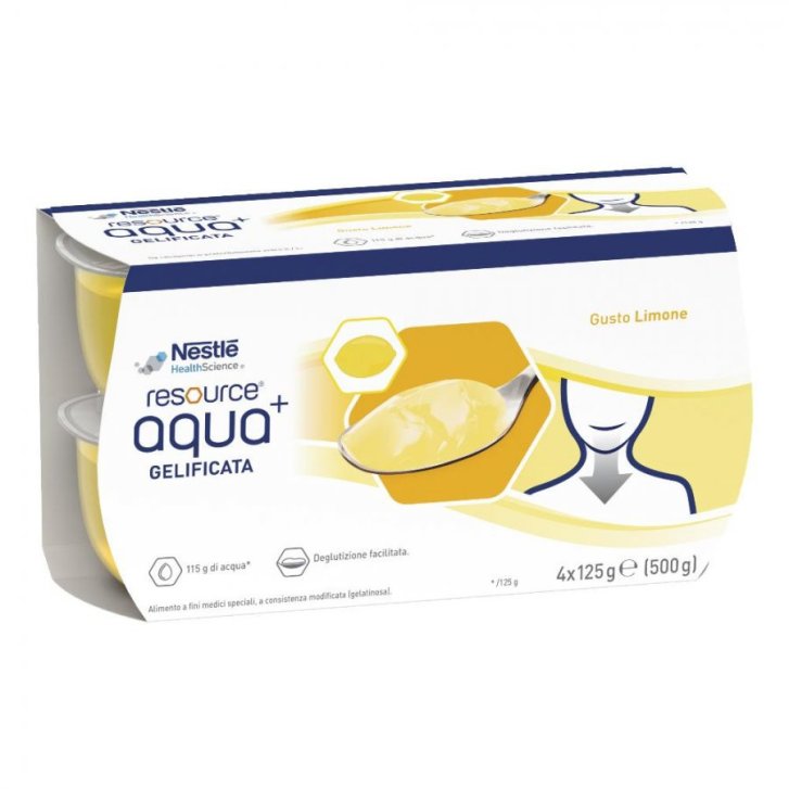 Resource Aqua Acqua Gelificata per Disfagia Gusto Limone 4x125g - Nestlé Resource Aqua Acqua Gelificata per Disfagia Gusto Limone 4x125g - Nestlé