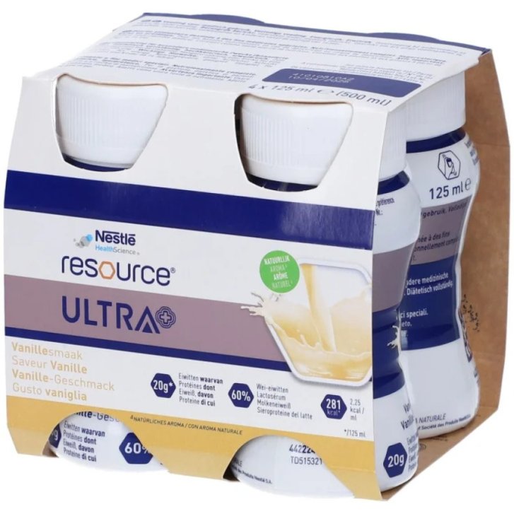 Resource Ultra+ Vaniglia Alimento a fini medici speciali 4 bottiglie 125ml - Nestlé