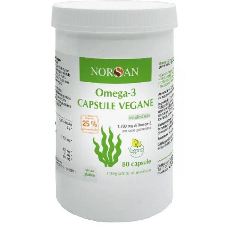 Omega 3 Vegano Integratore con DHA EPA da Microalghe 80 Capsule - Norsan