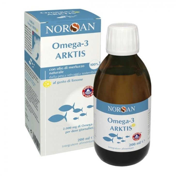 Omega 3 Arktis Integratore con DHA EPA Olio Fegato Merluzzo 200ml - Norsan