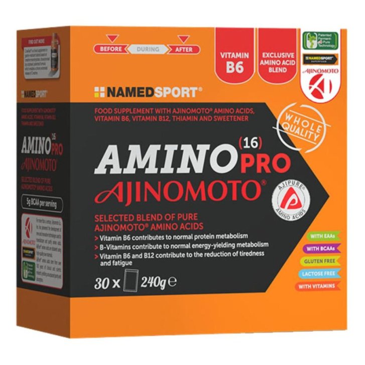 Amino 16 Pro Integratore Aminoacidi con Vitamine B Polvere 30 Bustine - Named Sport