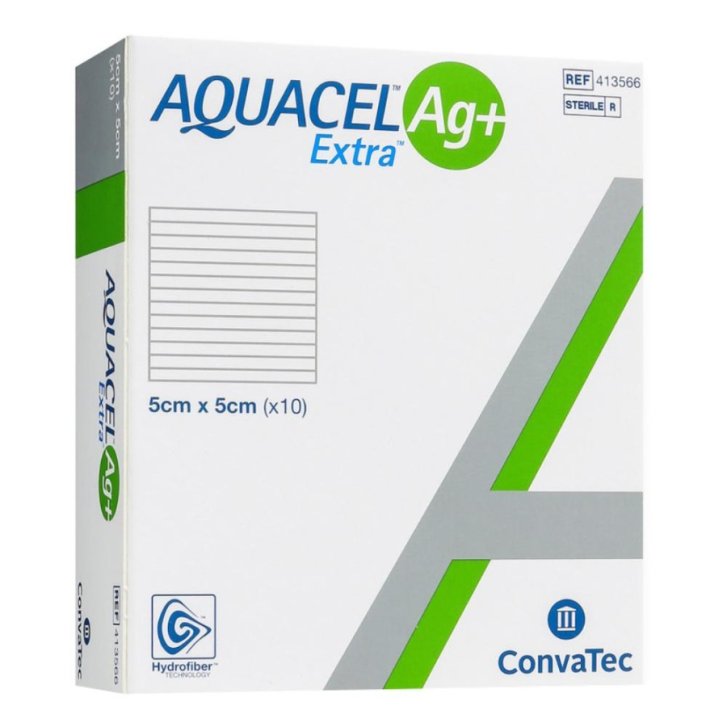 Aquacel Ag+ Extra Medicazione Antimicrobica 5x5cm 10 Pezzi - Aquacel