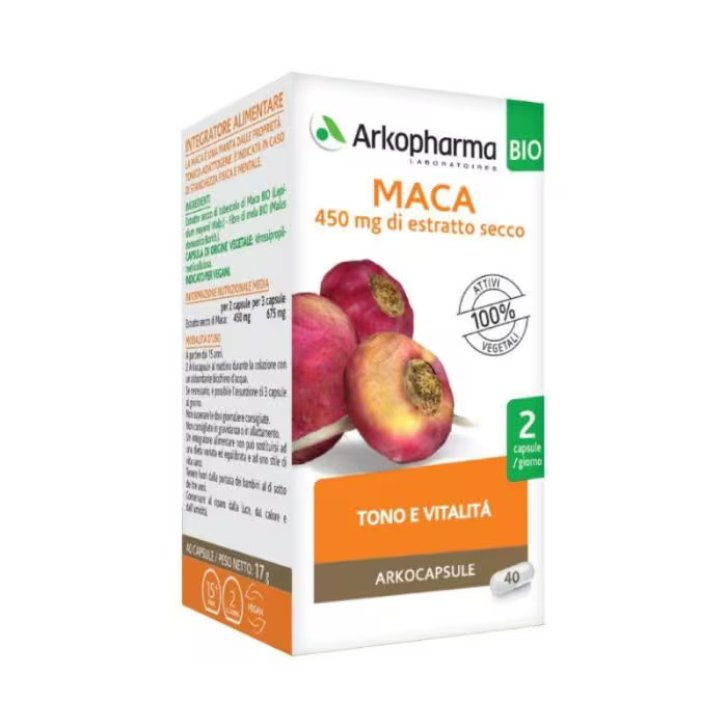 Arkocapsule Maca Bio Integratore Tonico Adattogeno 40 capsule - Arkopharma