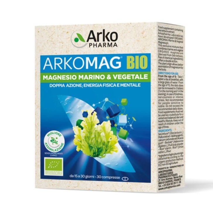 Arkomag Bio Integratore Magnesio Marino e Vegetale 30 Compresse - Arkofarm