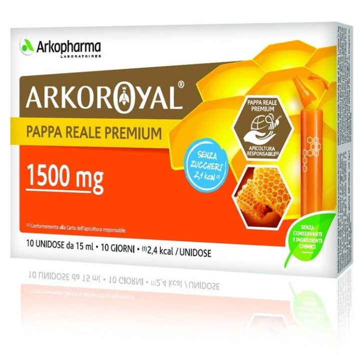Arkoroyal Integratore Pappa Reale 1500mg Senza Zucchero 10 Flaconcini 15ml - Arkofarm