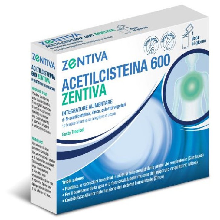 Acetilcisteina 600 Integratore Sistema Immunitario Vie Respiratorie 10 Bustine - Zentiva