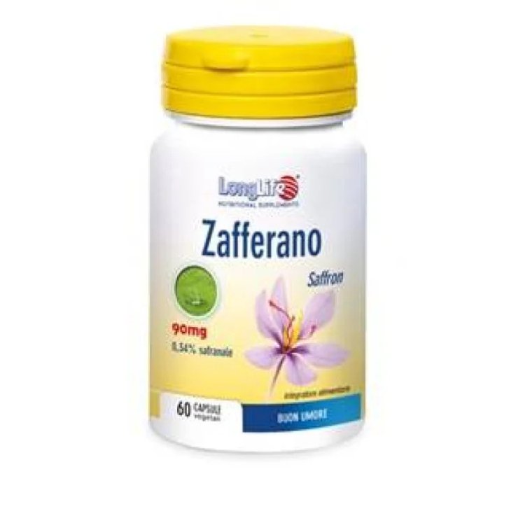 Zafferano 90mg Integratore per Tono dell\'Umore e Digestione 60 Capsule - Longlife