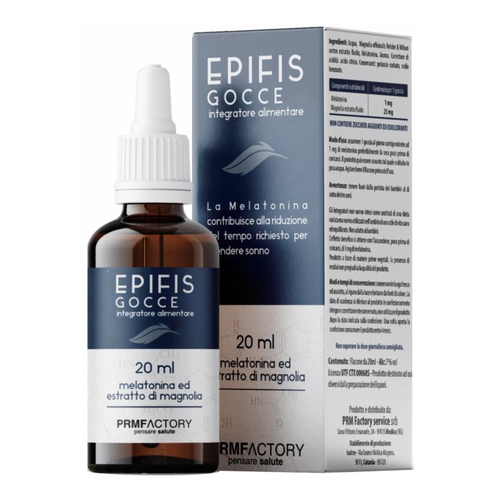 EPIFIS Gocce Integratore per Sonno con Melatonina 20ml - PRM Factory Laboratoires