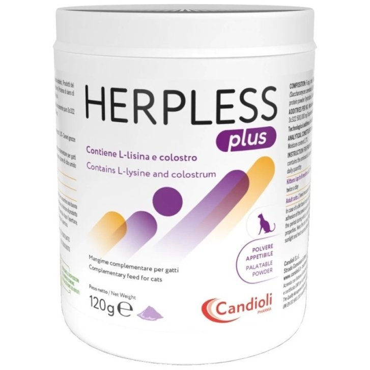 Herpless Plus mangime complementare per gatti con L-lisina polvere 120g - Candioli
